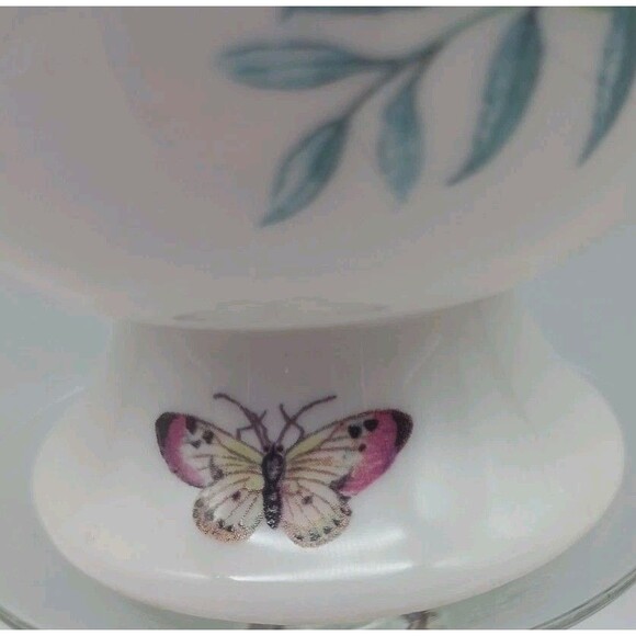 Nantucket Home Footed Tea Cup Botanical Flower Butterfly Floral Delicate - Picture 4 of 8